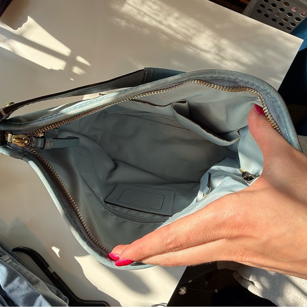 Coach Brown and Blue Monogram Shoulder Bag with Dust Bag and Coach Cleaner! - Picture 8 of 10